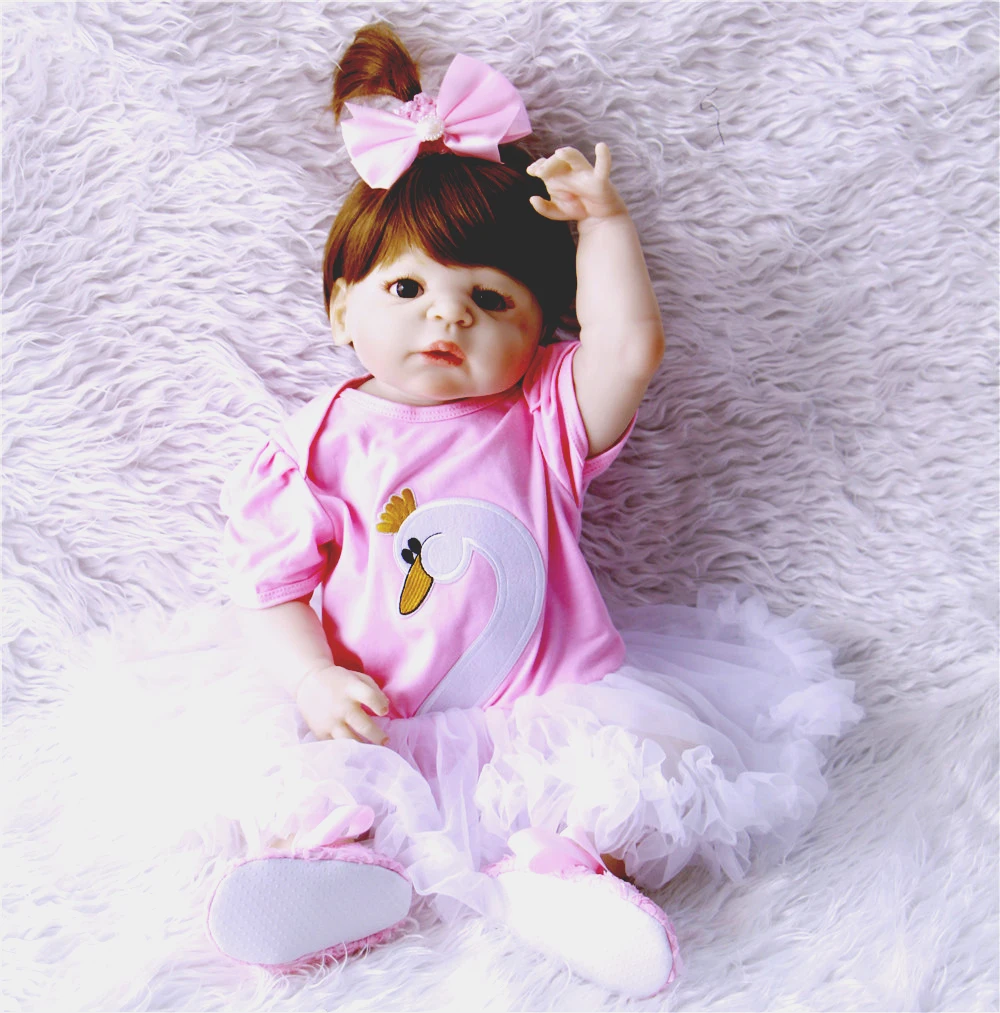 

22inch 55cm Full silicone Vinyl newborn Toddler Babies Dolls model dolls boy Birthday Gift Present Child Play House Toy bonecas