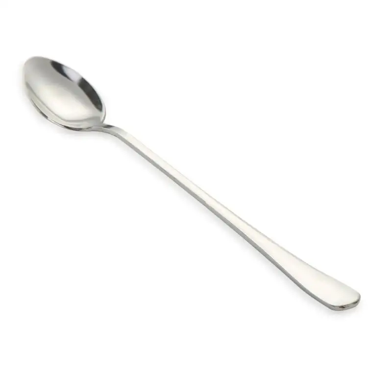 Silver Кофейная ложка из нержавеющей стали с длинной ручкой, ложка для мороженого, десерта, чайная ложка для пикника, кухонные аксессуары E5M1 - Цвет: Silver
