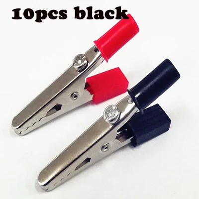 10pcs-black Крокодил клип 2-10 шт./лот крокодил клип 50 мм пластиковая ручка тестовый зонд металлические зажимы крокодил разъем для батареи штекер - Цвет: 10pcs-black