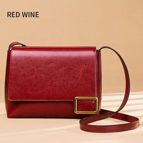 Red-wine EIMORE сумка через плечо Женская Новинка женская сумка Весенняя модная квадратная сумка женская простая дикая кожаная сумка через плечо - Цвет: Red-wine