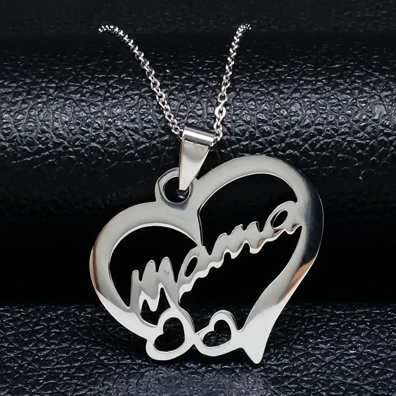 heart SR Модное женское семейное ожерелье из нержавеющей стали с подвеской золотого цвета, ювелирные изделия bisuteria mujer N1854 - Окраска металла: heart SR