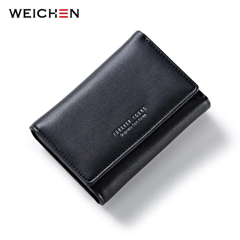 WEICHEN Thirfolds для женщин кошелек из мягкой кожи дамы тонкая кредитница цвет красного