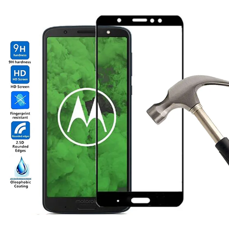 Защитная пленка на весь экран 9H Premium для Motorola Moto G6 Plus защитная закаленное стекло G
