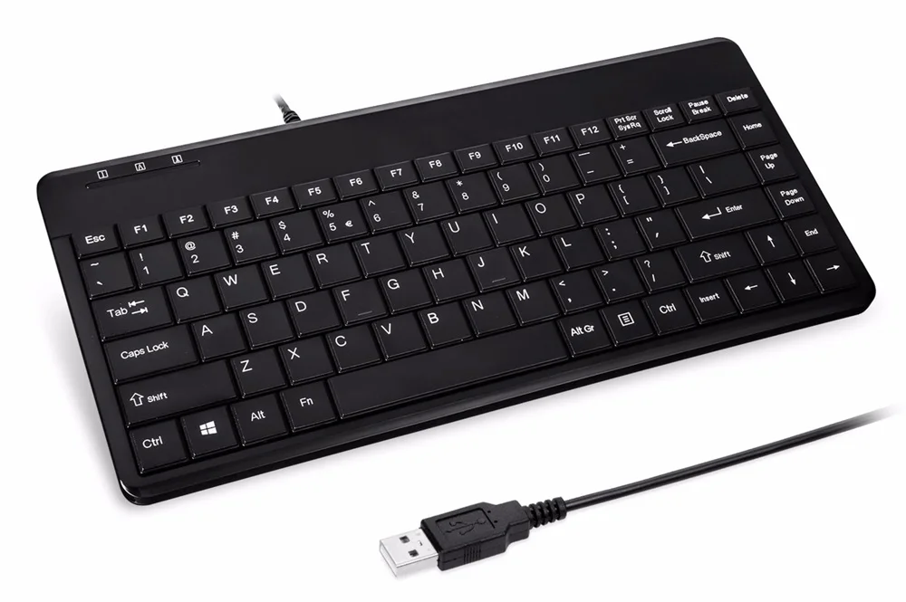 USB Проводная клавиатура Perixx PERIBOARD 409 Mini (USB интерфейс с 2 втулками) бесшумные кнопки