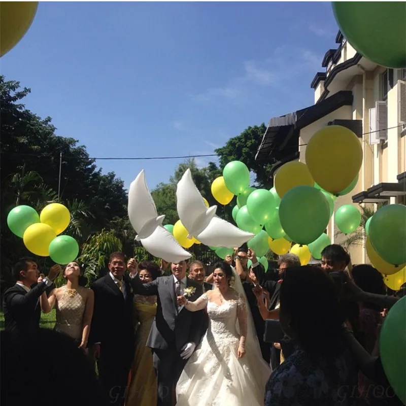 

2pcs 104*54cm biodegradable Wedding Party decoration white dove balloon orbs peace bird balloon pigeons marriage helium balloon