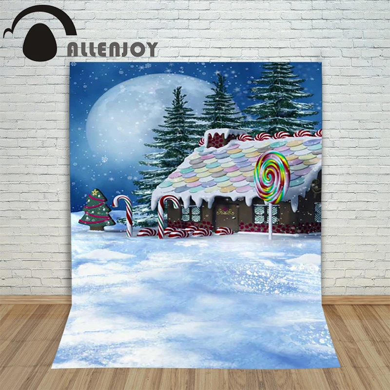 Фотофон Allenjoy для фотосъемки с рождественским домом снежной ночью новорожденных