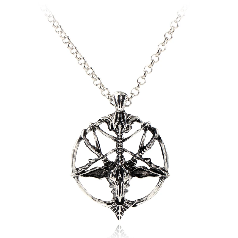 Винтажные перевернутая пентаграмма Бафомет козы ожерелье с подвеской в виде