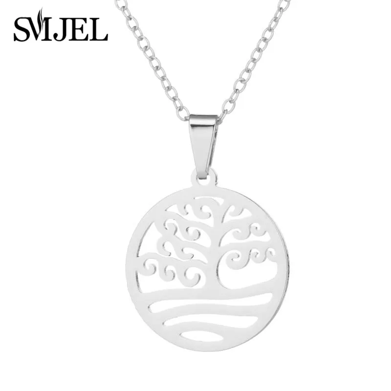 Smjel Новый из нержавеющей стали подвески с деревом жизни ожерелье свадебное