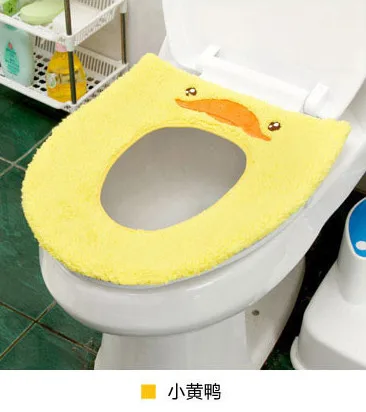 5 Little yellow duck Мультяшный теплый кашемировый моющийся чехол для унитаза для ванной комнаты, коврик с крышкой, тканевый утеплитель для унитаза, моющийся тканевый чехол для сиденья - Цвет: 5 Little yellow duck