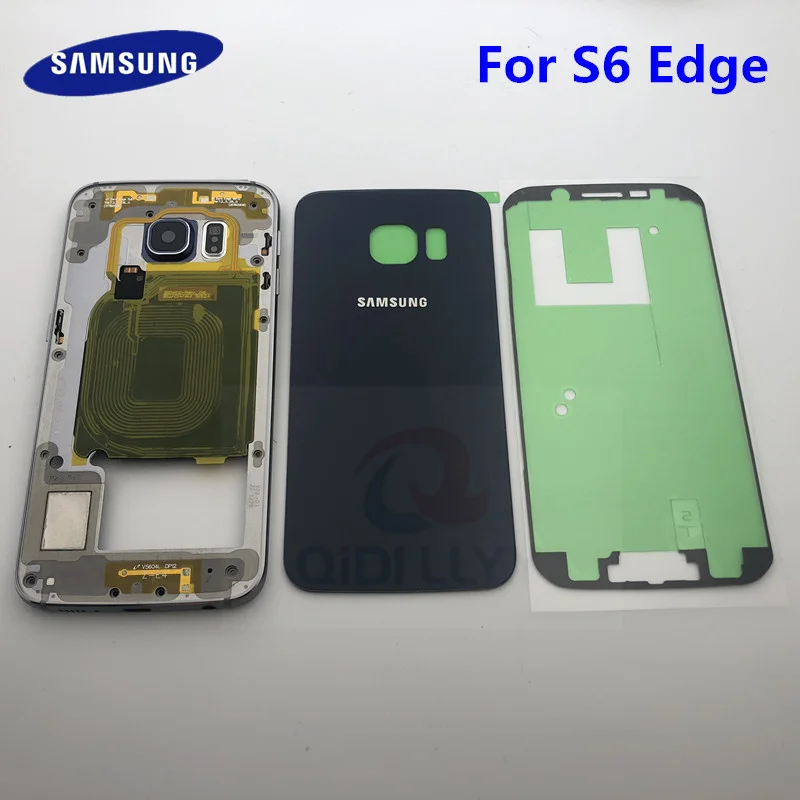 S6 Edge Задняя крышка батареи передняя средняя рама для Samsung Galaxy S6 Edge G925 G920F G9250 полный корпус