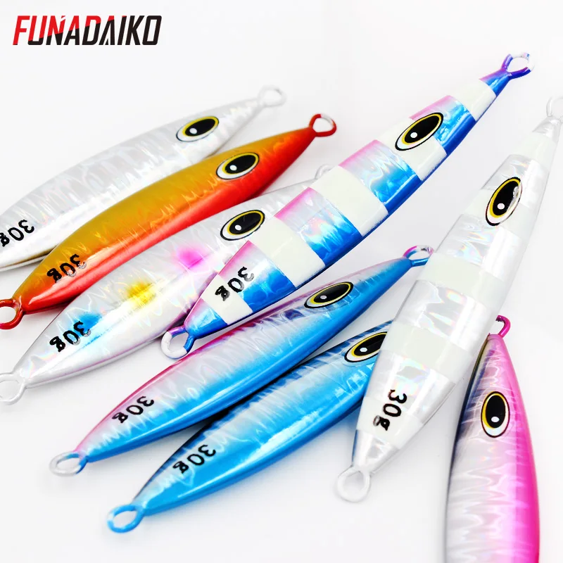 FUNADAIKO Морская рыбалка медленный рыболовные приманки соленой воды Искусственный matel джиг приманка на пляже литье джиг 10g20g30g40g60g светящийся яркий джиг
