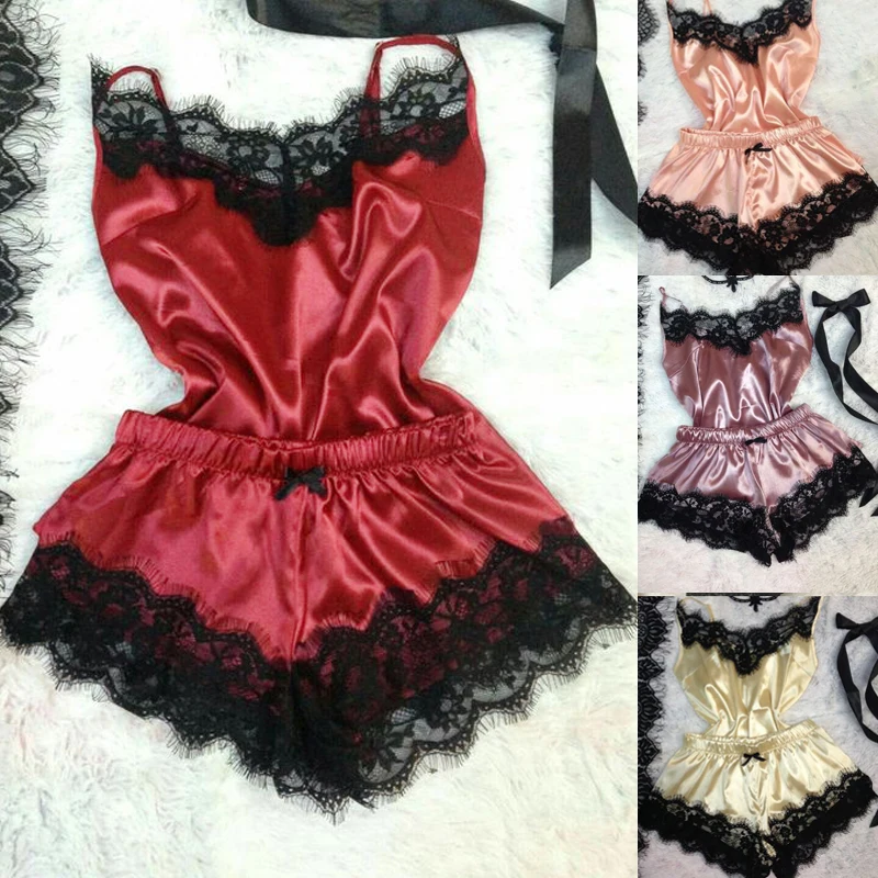 Hirgin 2 шт Сексуальное Женское атласное кружевное нижнее белье Babydoll ночная рубашка пижамный комплект AU