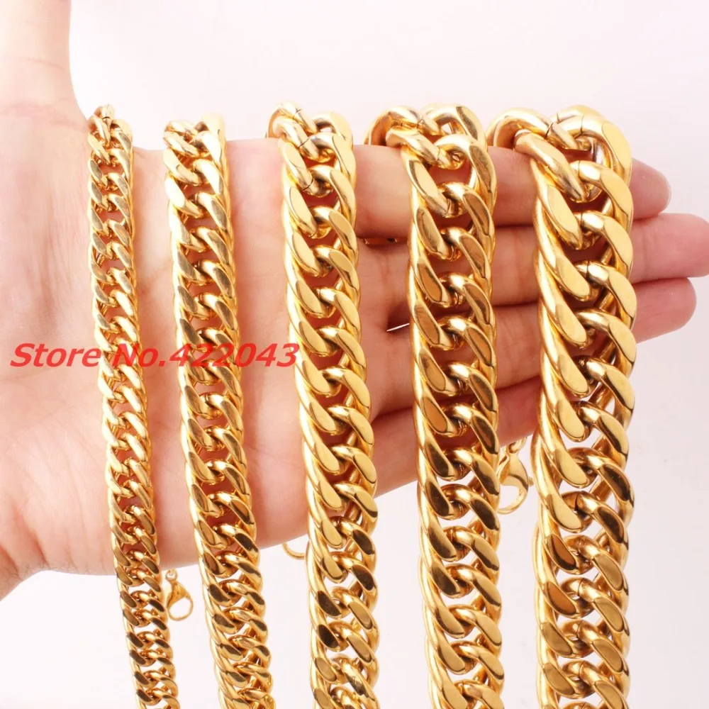 Цепь мужская панцирная из нержавеющей стали ожерелье кубинской панцирной цепи