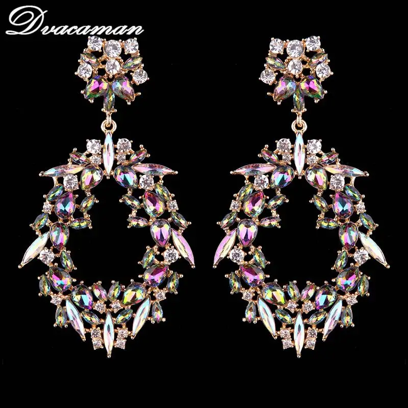 Dvacaman, роскошные серьги-капли с кристаллами, Женские Модные металлические массивные серьги, свадебные подарки, аксессуары, ювелирное изделие