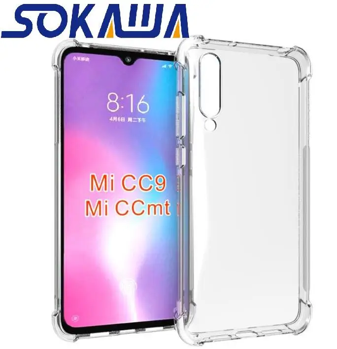 Для Xiaomi Mi CC9e & A3 прозрачный чехол + закаленное стекло мягкая защита Мягкий ТПУ