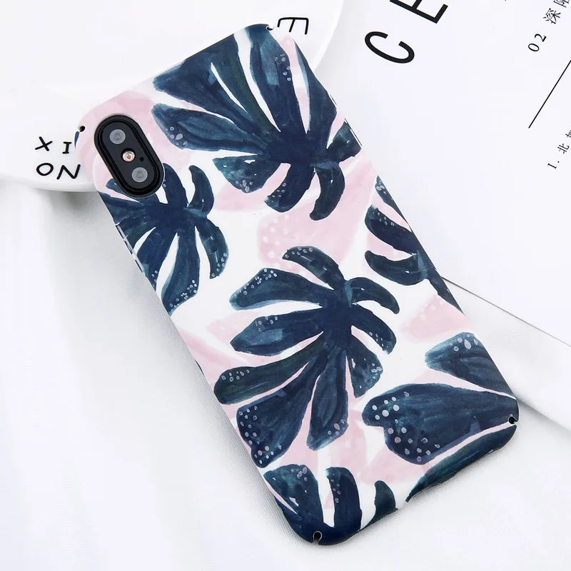 Moskado Жесткий PC чехол для телефона iPhnoe 7 8 6 6s Plus Кактус Цветок Лист Чехол для iPhone X XS Max XR карамельный цвет полное покрытие Капа - Цвет: 9269