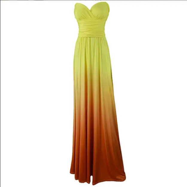 Gradient yellow Летнее сексуальное женское платье макси, красное бесконечное длинное платье, многоканальное платье для подружек невесты, платье для вечеринок - Цвет: Gradient yellow