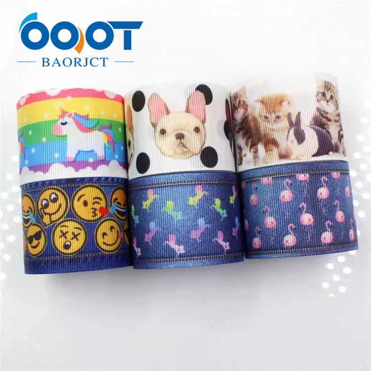 OOOT BAORJCT G-18716-638, 38 мм 10 ярдов мультфильм животных ленты термотрансферные печатные grosgrain, Подарочная упаковка DIY материалы - Цвет: 6 each one yards
