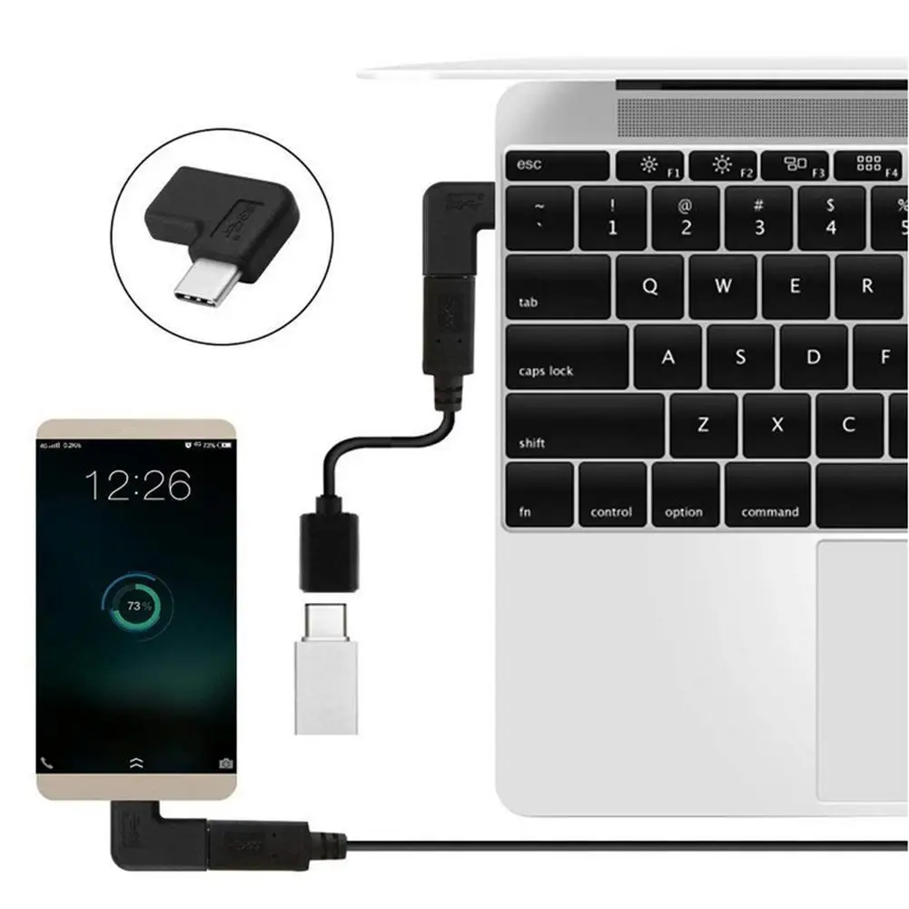 90 градусов USB 3 1 Тип C папа к женскому правый угол конвертер адаптер Черный JR