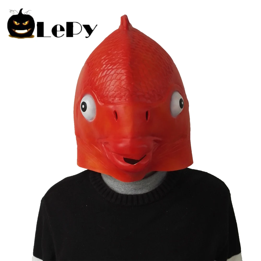 LePy Золотая рыбка латексная маска для Хэллоуина Косплей Костюм реквизит дышащий