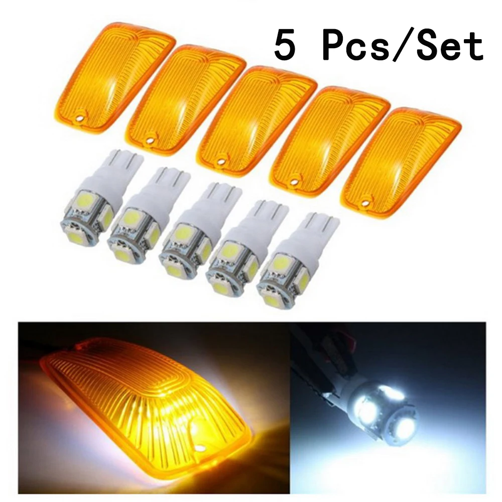 

Cab Roof Running Marker Lights Car Piranha Smoked Lamp 12V 6W Amber Cover For Chevrolet/Kodiak/GMC/Topkick/ White LED 5pcs/set