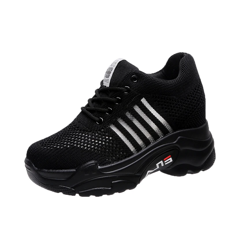 

Heightened women's shoes 2019 summer new Korean version of Joker mesh breathable Torre shoes black sneakers women 8cm