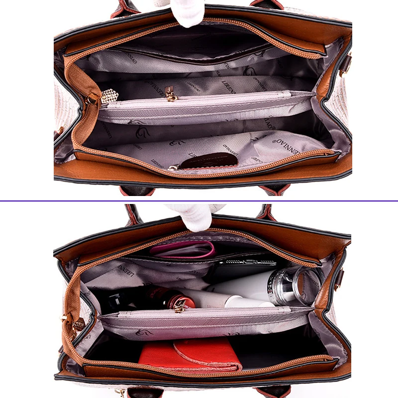 XMESSUN женская сумка с крокодиловым узором кожаная большая на плечо черная из кожи