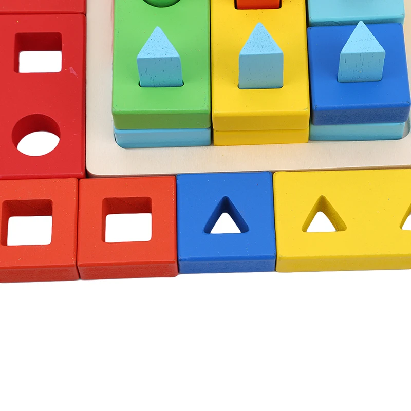 

Children Wooden Geometric Intelligence Board Baby Educational Toys Shape Matching Columns Building Blocks Teaching Aids Toy