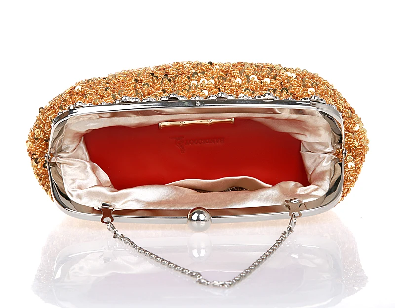 Высококачественная Дамская Вечерняя свадебная сумочка цвета шампанского с