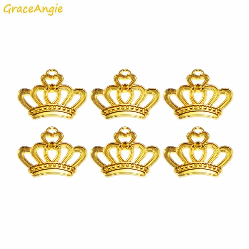 GraceAngie 90 шт. оптовая продажа подвеска в форме короны золотого цвета женский
