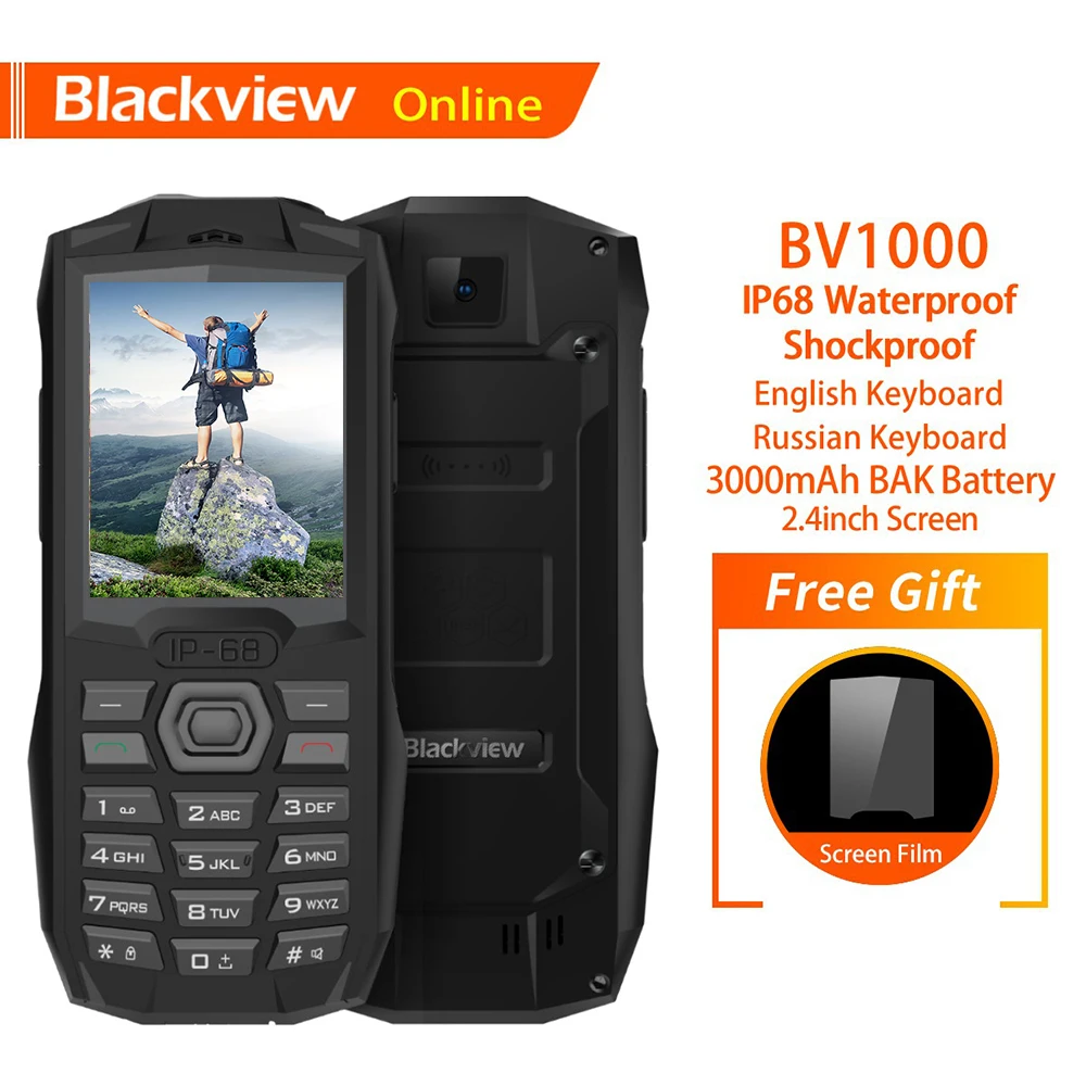 Blackview BV1000 2 4 "мобильный телефон с внешним аккумулятором русский клавиатура IP68