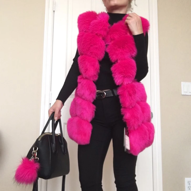 2021 Зимний толстый теплый женский длинный меховой жилет роскошный искусственный
