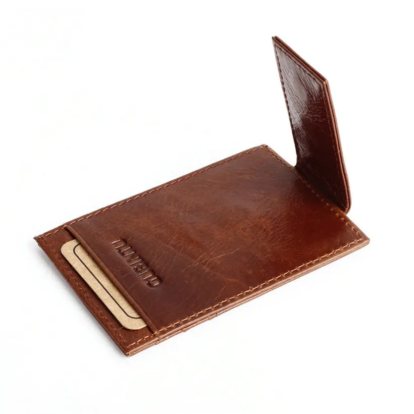 GUBINTU винтажный тонкий зажим для денег коричневый кошелек карт из натуральной