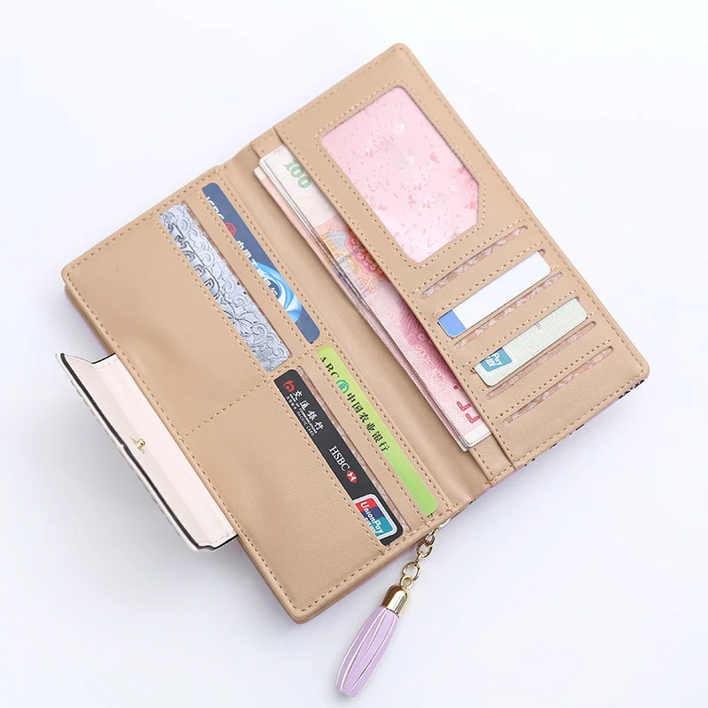 Клатч на молнии с кисточкой женские бумажники Женский Длинный кошелек брендовый