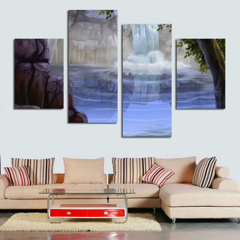 home decoration large wall pictures for living room art cheap modern Canvas print oil modular paintings on Waterfall | Дом и сад