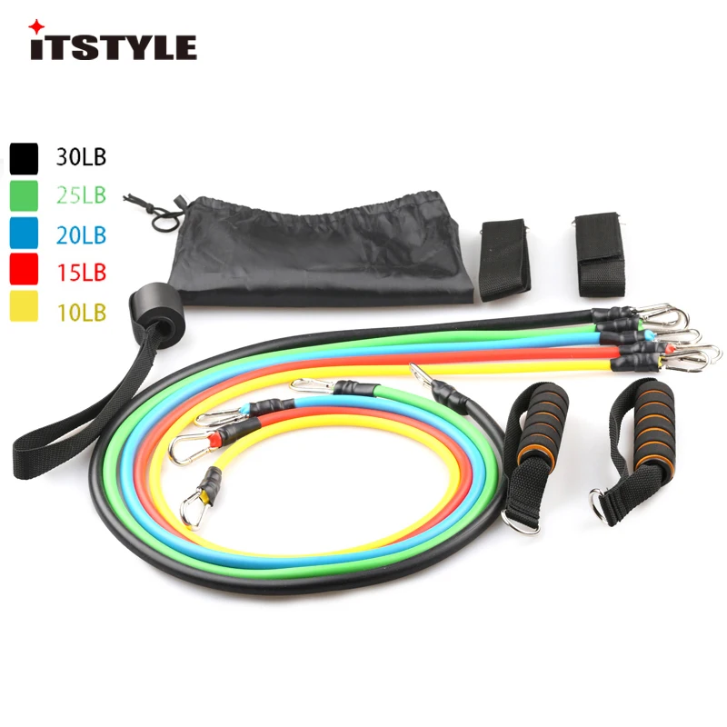 

ITSTYLE 11 in 1 Pull Rope Fitness Exercises Resistance Bands Workout Yoga Crossfit Latex Tubes Pedal Excerciser Body Training