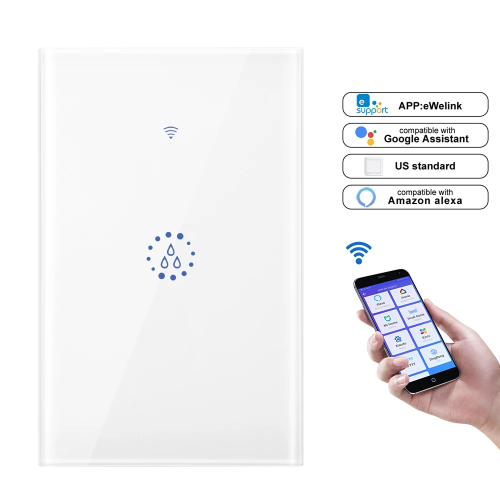 90 V-250 V 20A Высокая мощность Wifi водонагреватель переключатель умный дом гаджеты беспроводной релейный приемник приложение управление с сенсорным пультом дистанционного управления - Цвет: US