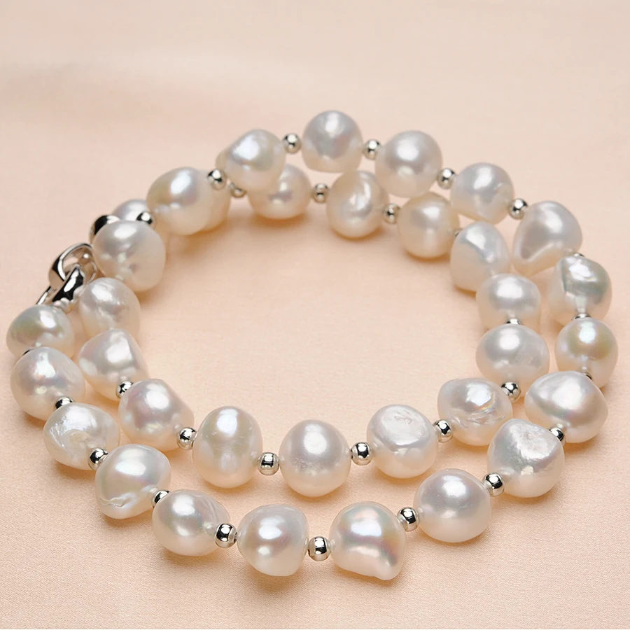 Online Feige, Collares De Boda De Perlas De Agua Dulce Naturales Blancas De 10-11mm De Estilo Barroco, Collar De Perlas Joyas Bisutería