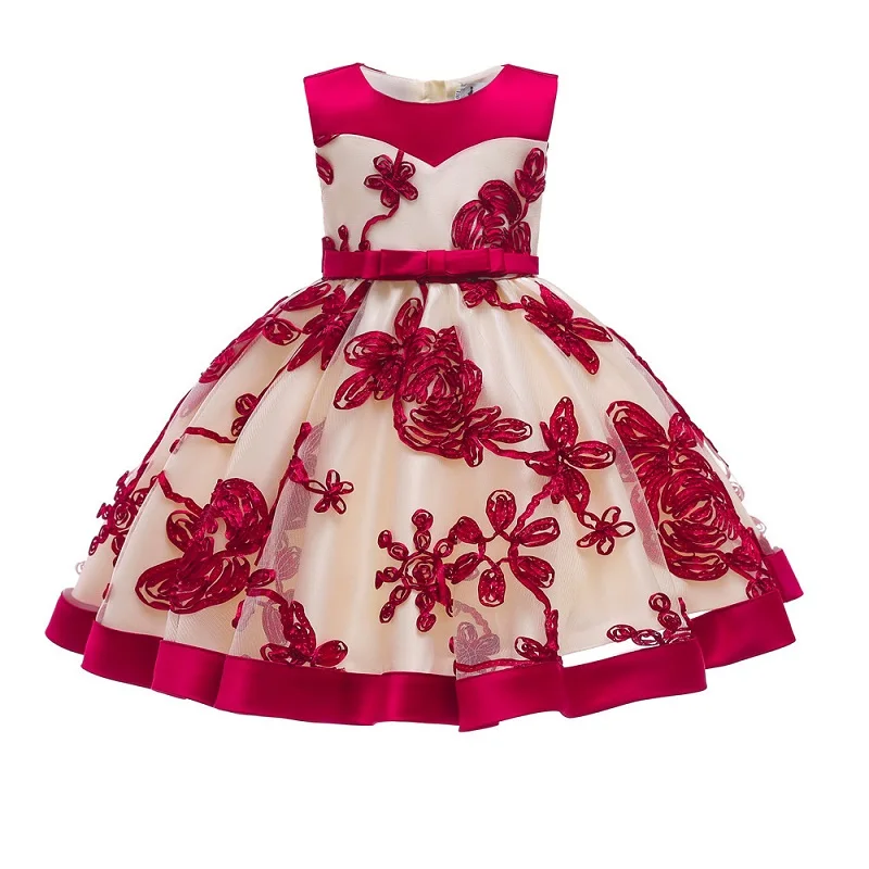 Girls Sleeveless Color Matching Children's Wedding Princess Party Dress Flower Vestido New Year Performance | Детская одежда и