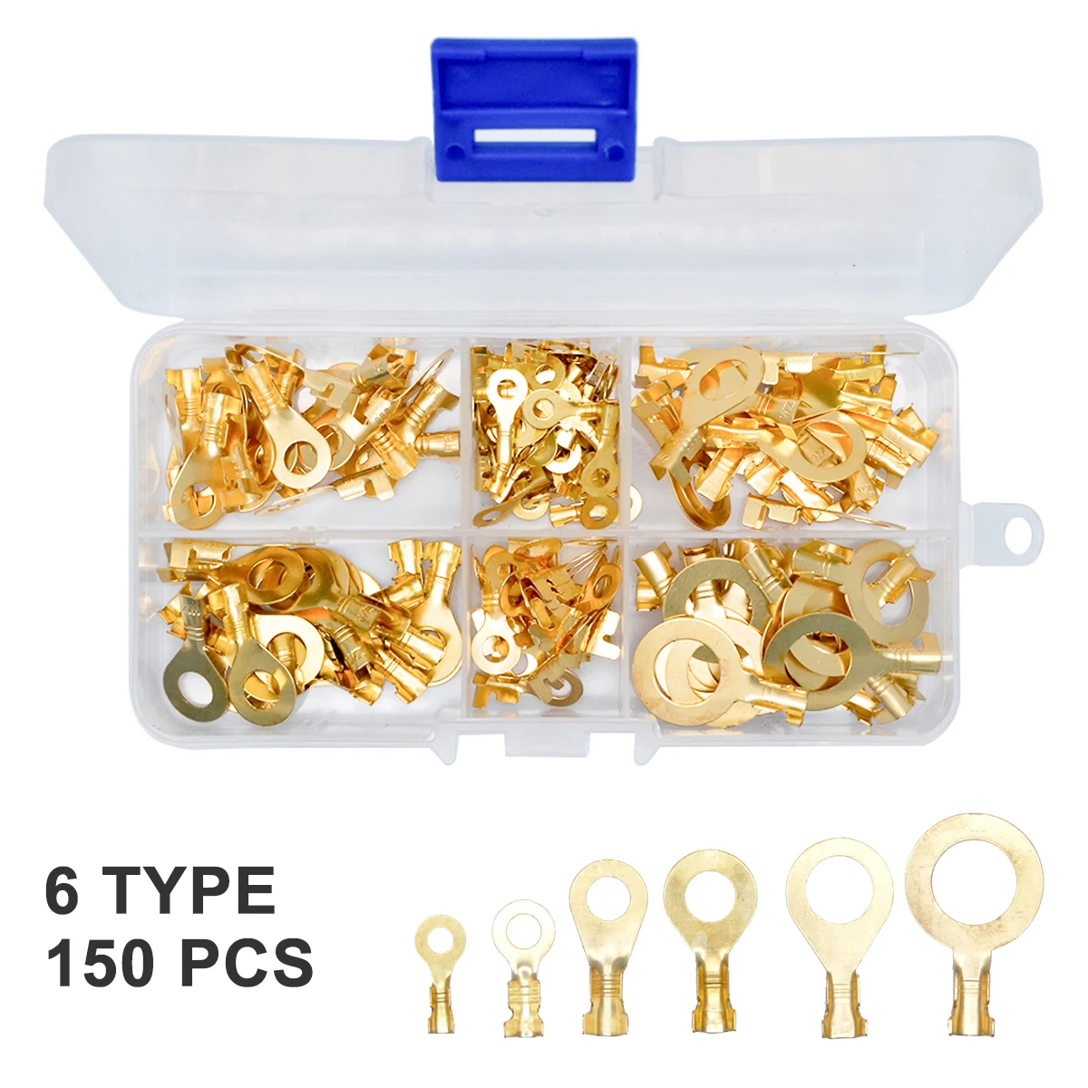150PCS Insulated Crimp Ring Terminals Wire Connectors Spade Electrical Kit & Box Car Electronics Accessories | Автомобили и