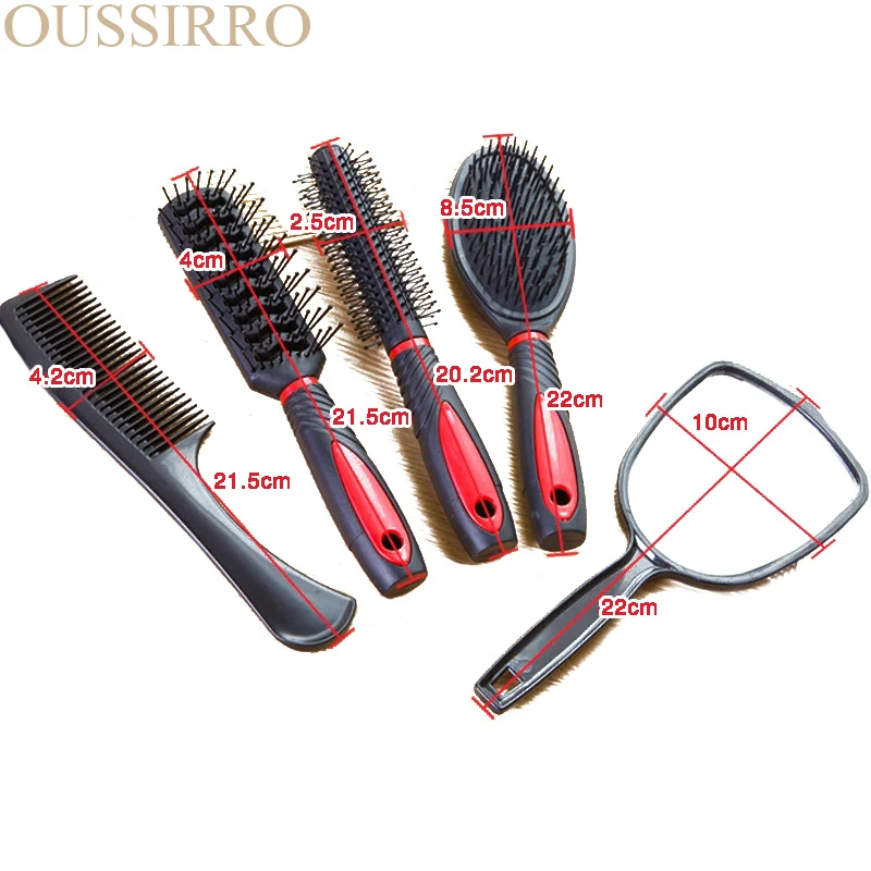 5pcs Professional Hair Salon Comb And Mirror Kits Barber Brushes Anti-static Hairbrush Care Styling | Красота и здоровье