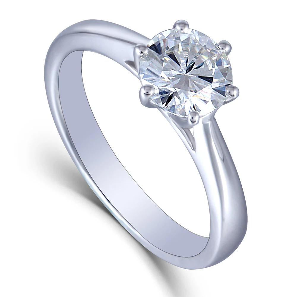 DovEggs 1ct муассанит обручальное кольцо в 14 к 585 Белое золото 6,5 мм цвет GH Муассанит