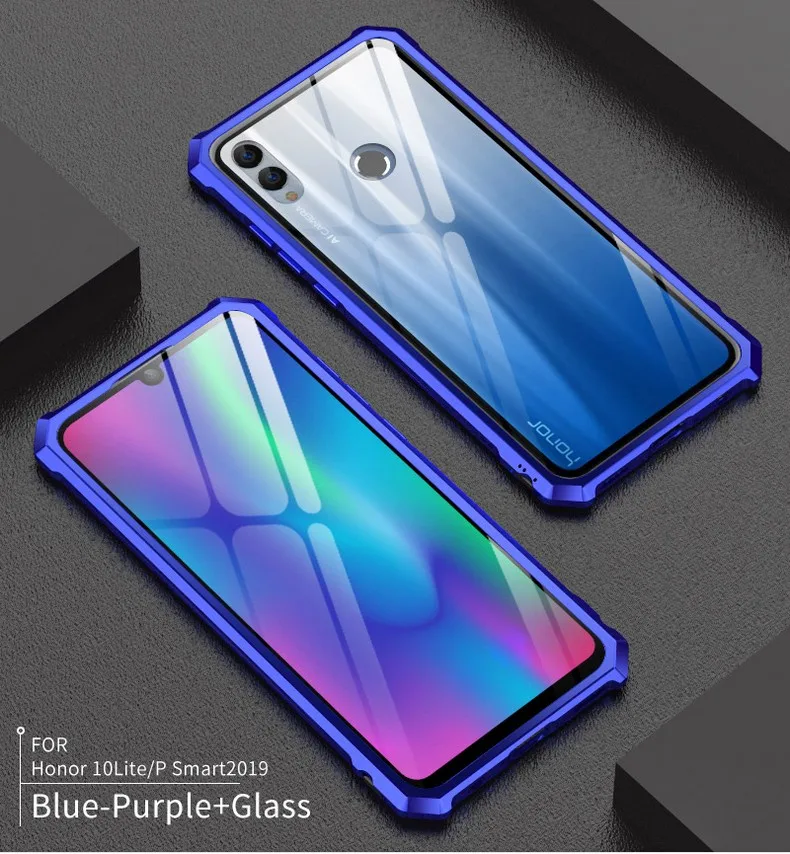 Honor 10 Lite чехол, роскошный металлический бампер для huawei Honor V20 8X MAX P Smart2019, противоударный чехол для huawei Nova 4, стеклянный чехол