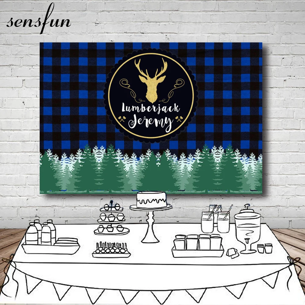 Декорации для фотосъемки Sensfun Lumberjack лес синий черный буйвол клетчатый день