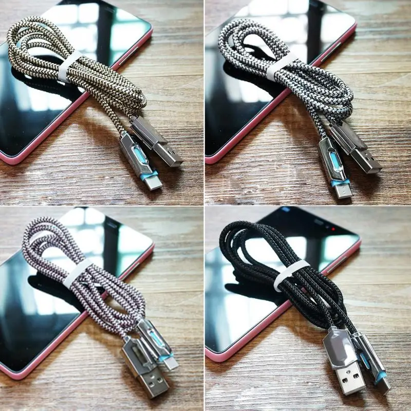 2,1 A дата-кабели USB кабель Micro 95 см нейлоновый плетеный шнур Быстрая зарядка линия передачи данных для Android СВЕТОДИОДНЫЙ металлический разъем зарядный usb-кабель