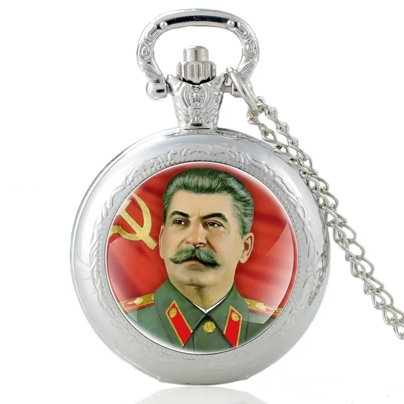 Антикварные советские герои Сталин кварцевые карманные часы винтажные для мужчин и женщин бронзовая подвеска ожерелье Подарки