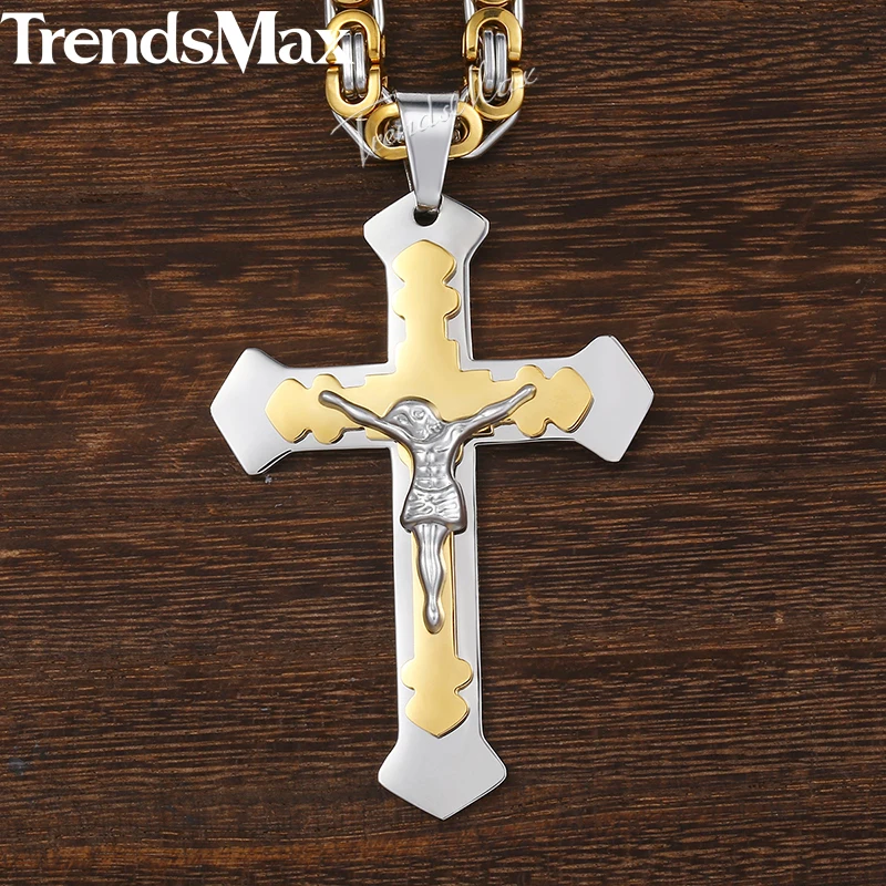 Мужское ожерелье Trendsmax Двухслойное колье из нержавеющей стали византийская