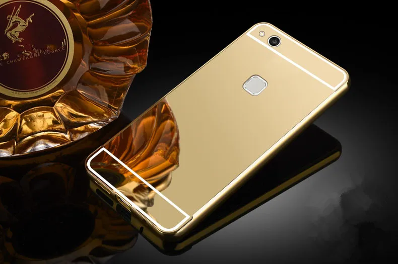 Роскошные зеркальные Чехлы цвета розового золота для Vivo V7 алюминиевая рамка