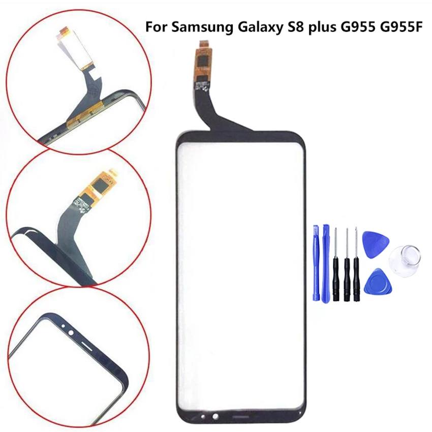 

Замена сенсорной панели для Samsung Galaxy S8 Plus G955 Черная передняя внешняя стеклянная линза с инструментами черная