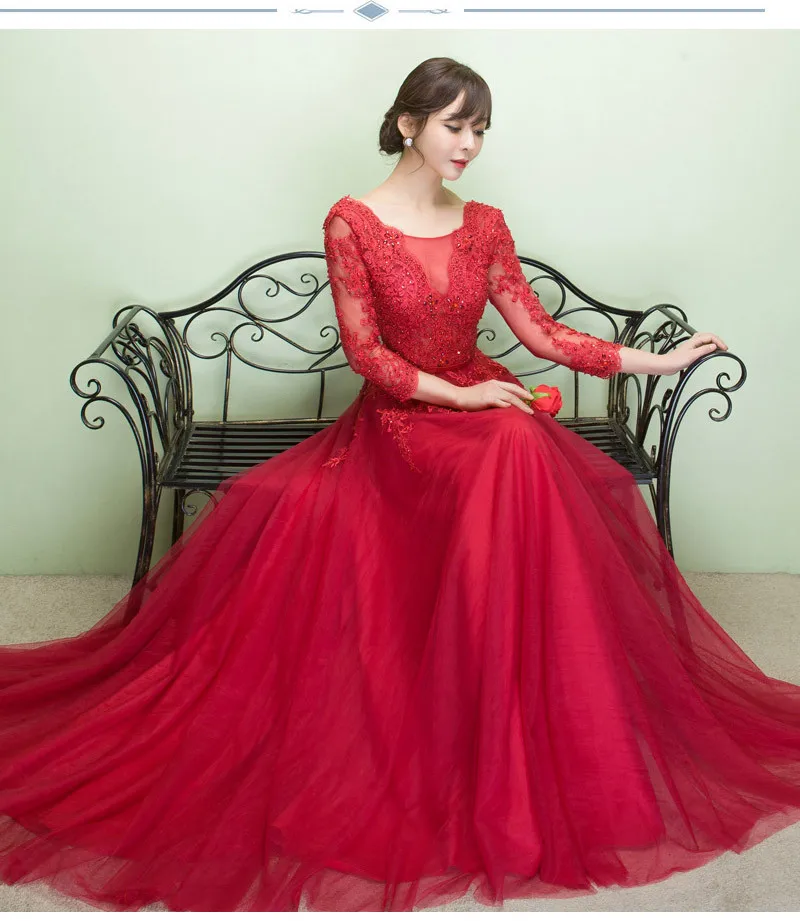 Modabelle серые платья для выпускного вечера Robe Soiree Manche Longue A-Line Тюль Аппликации сексуальное торжественное платье Robe De Bal Longue